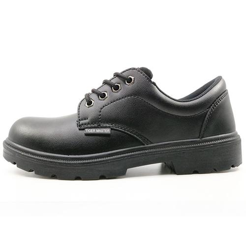 中国工厂销售黑色超细纤维皮革行政安全鞋钢趾帽